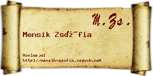 Mensik Zsófia névjegykártya